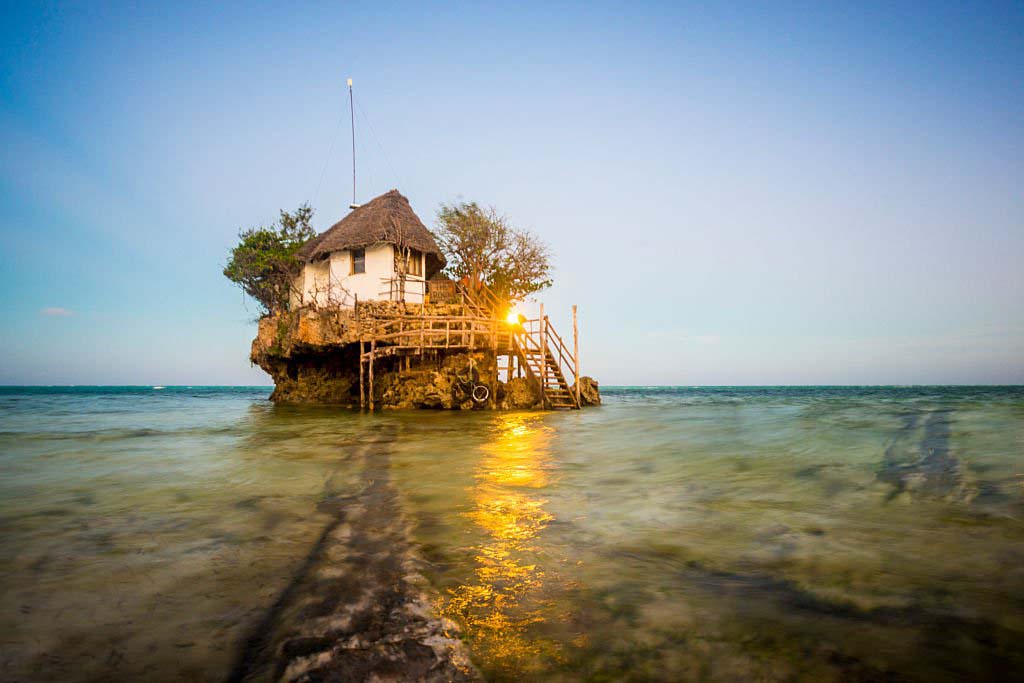 The rock restaurant is a popular restaurant on Zanzibar. Zanzibar is a semi-autonomous part of Tanzania in East Africa.